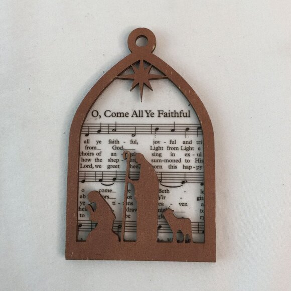 Wood Laser Cut Nativity Christmas Ornament w/Carol Music 4" Set of 6 Lot #4 - Picture 12 of 14